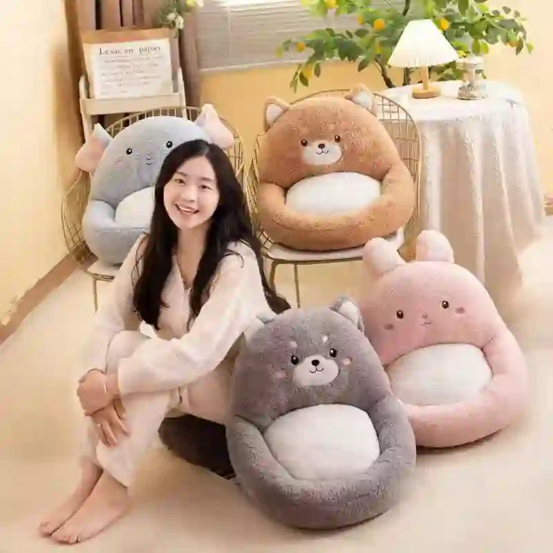 CustomPlushMaker offers high-quality cartoon teddy bear soft cushion pillows featuring pandas and unicorns, ideal for babies to sit on as sofa toys, available for bulk wholesale：Plush toy cushion