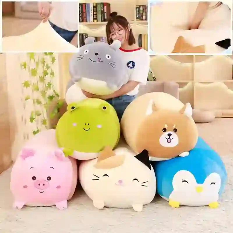 CustomPlushMaker offers adorable, large-sized stuffed hugging pillows in 30cm, 60cm, and 90cm, suitable for use as sofa cushions or plushies：Cute animal plush cushion