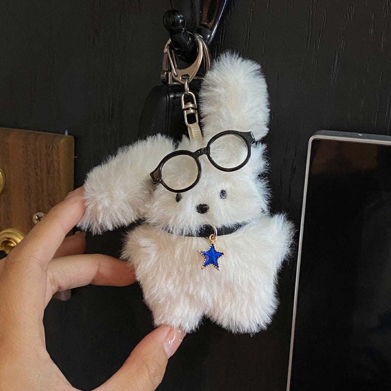 Glasses puppy plush toy pendant