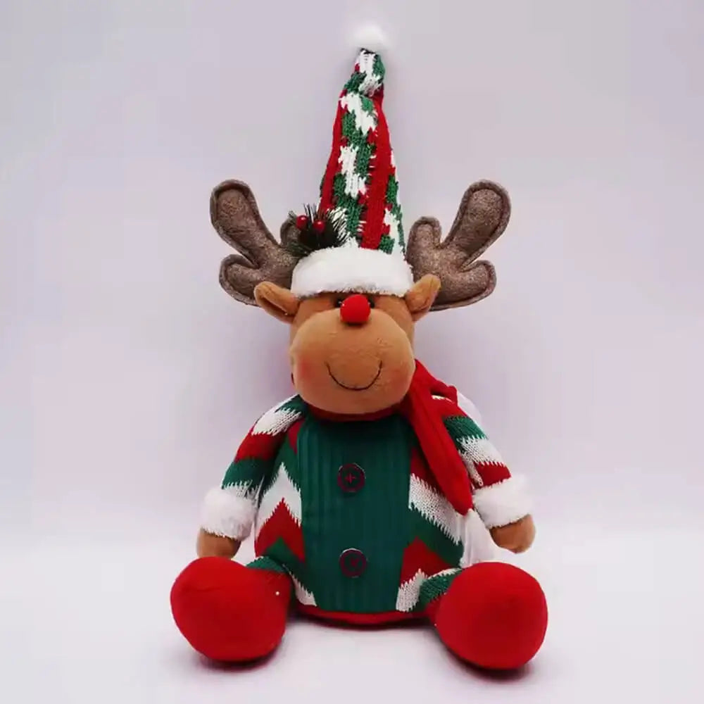 Christmas Figurines Santa Claus Snowman Reindeer Plush Ornaments