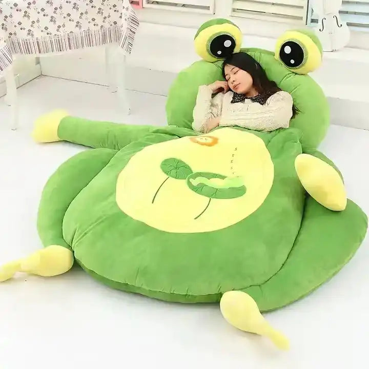 Green Frog Plush Sleeping Bag Pad