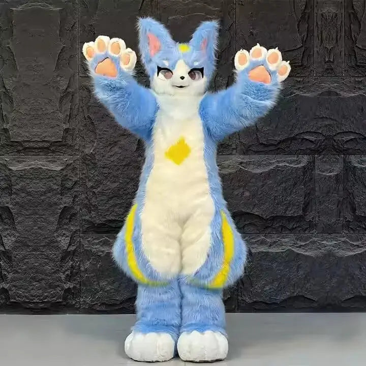 Disfraz de mascota de personaje lindo gato peludo personalizado