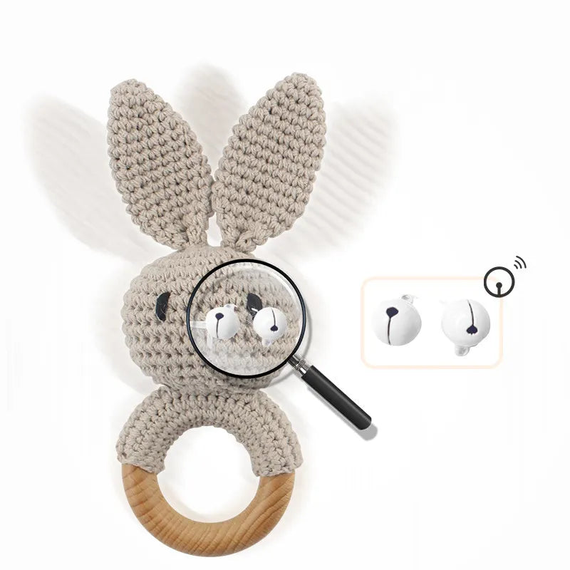 Baby Bunny Grasping Toy – A delightful image of a soft and cuddly rabbit-shaped toy designed for infants to grasp and enjoy, providing sensory exploration for little ones