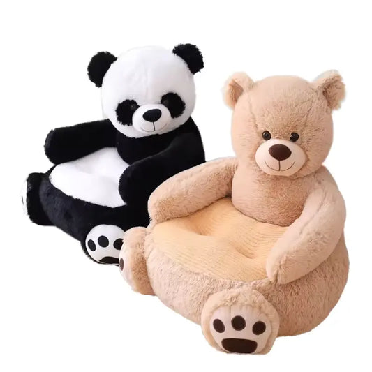 CustomPlushMaker offers high-quality cartoon teddy bear soft cushion pillows featuring pandas and unicorns, ideal for babies to sit on as sofa toys, available for bulk wholesale：Plush toy cushion