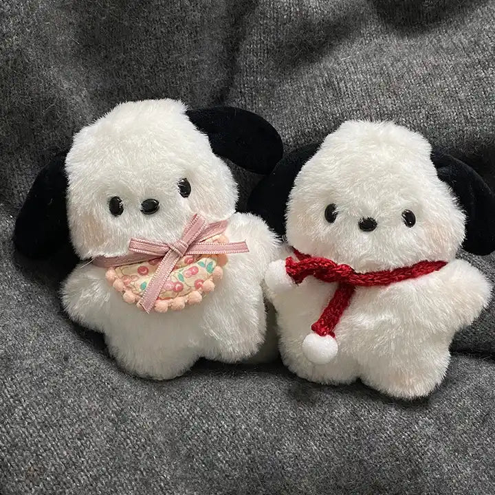 Two big-eared puppy plush toy pendants