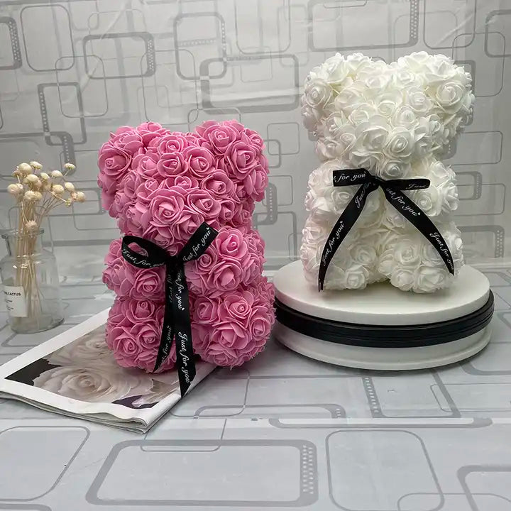 Valentine's Day Gift Boxes Artificial Christmas Ladies Rose Bath Flower Red Teddy Plush Bear: Plush Bear