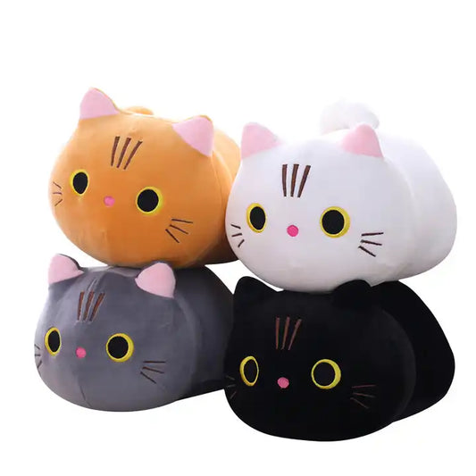 A cute plush doll of kittens, showcasing its adorable features and soft, cuddly fur – a perfect feline friend for cozy moments