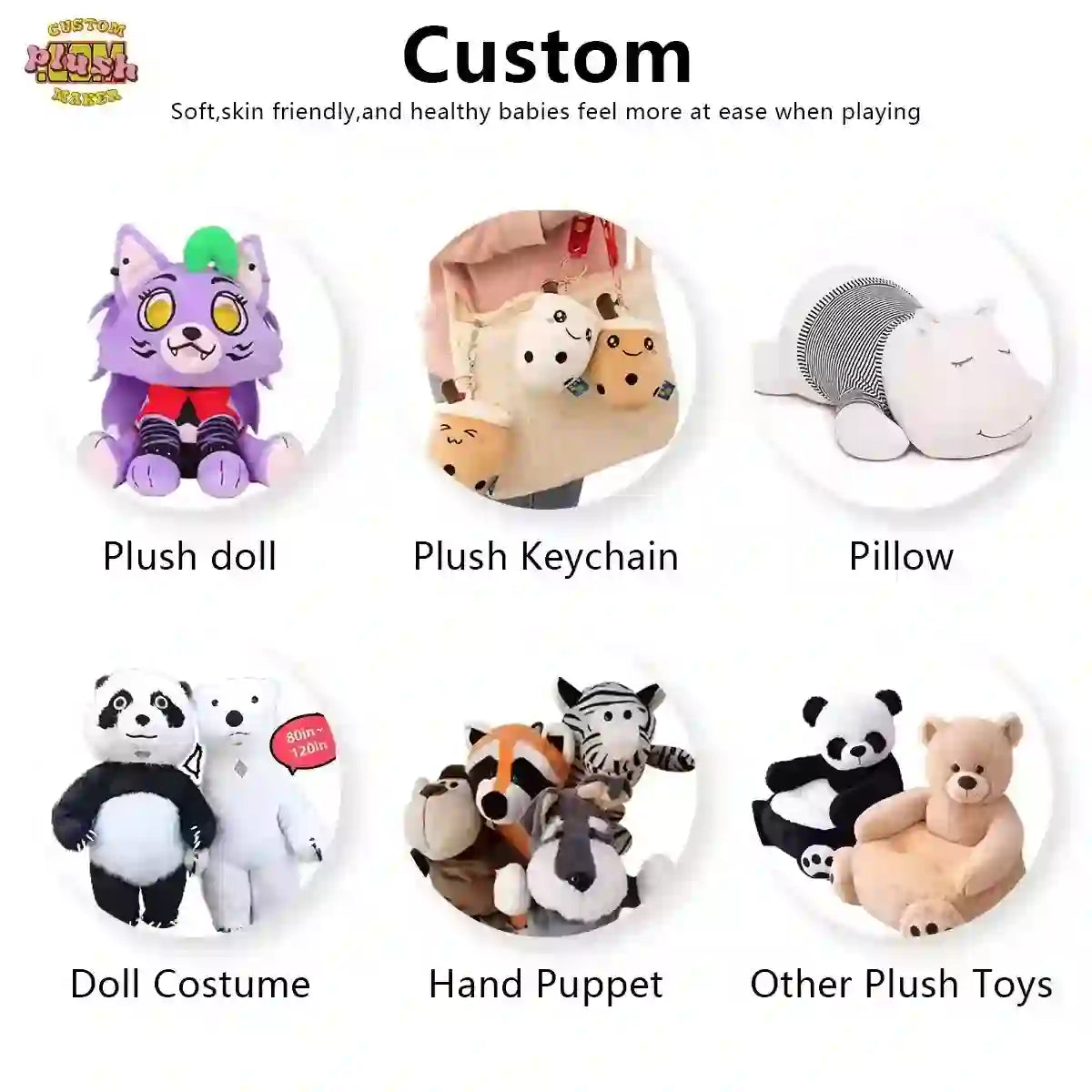 CustomPlushMaker offers keychain figures and stuffed toys, available for wholesale:various  animals