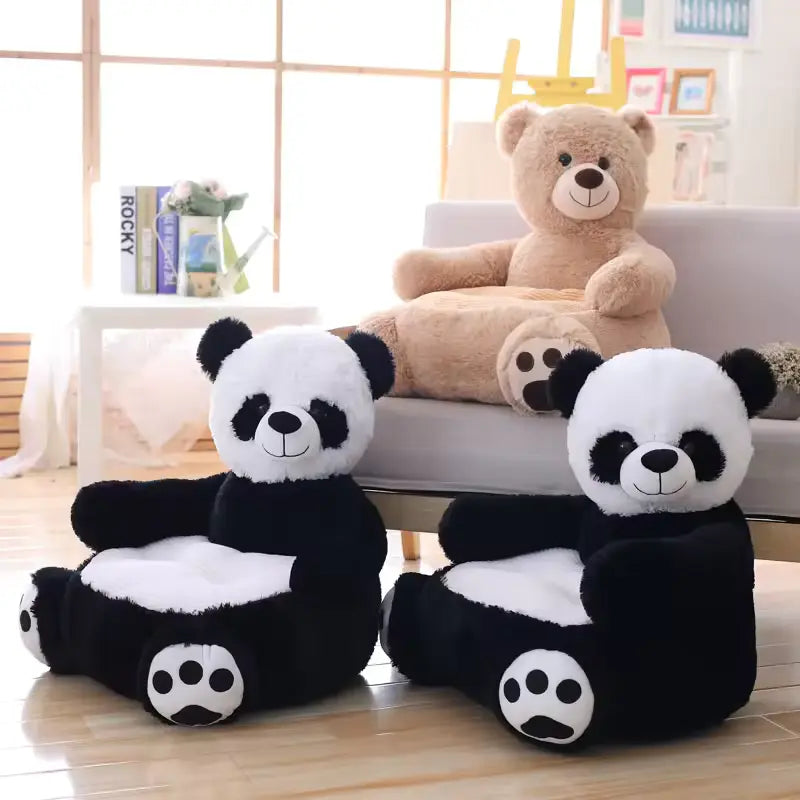 CustomPlushMaker offers high-quality cartoon teddy bear soft cushion pillows featuring pandas and unicorns, ideal for babies to sit on as sofa toys, available for bulk wholesale：Plush toy cushion