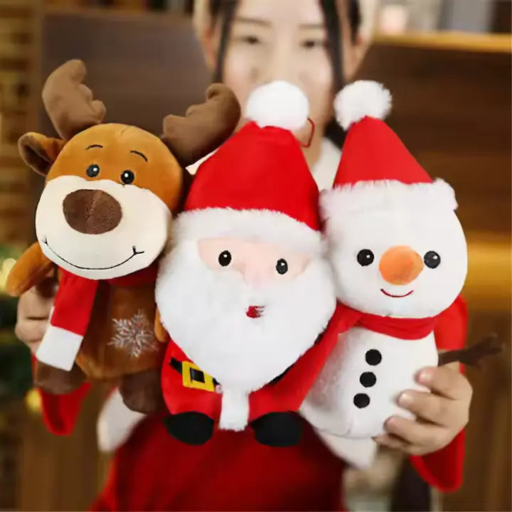 CustomPlushMaker presents soft and cute Christmas deer and Santa Claus plush toys, perfect as stuffed animal pillows or dolls, ideal for 2024 kids' New Year gifts: Various Christmas plush dolls