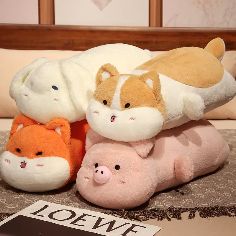 Rabbit, cat, fox and pig weighted stuffed animals