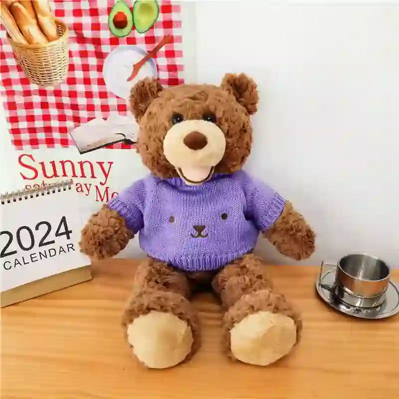 Wholesale at CustomPlushMaker: Smiling bear plush dolls wearing sweaters, adorable teddy bear plush toys:Cute Teddy Bear Plush Toy