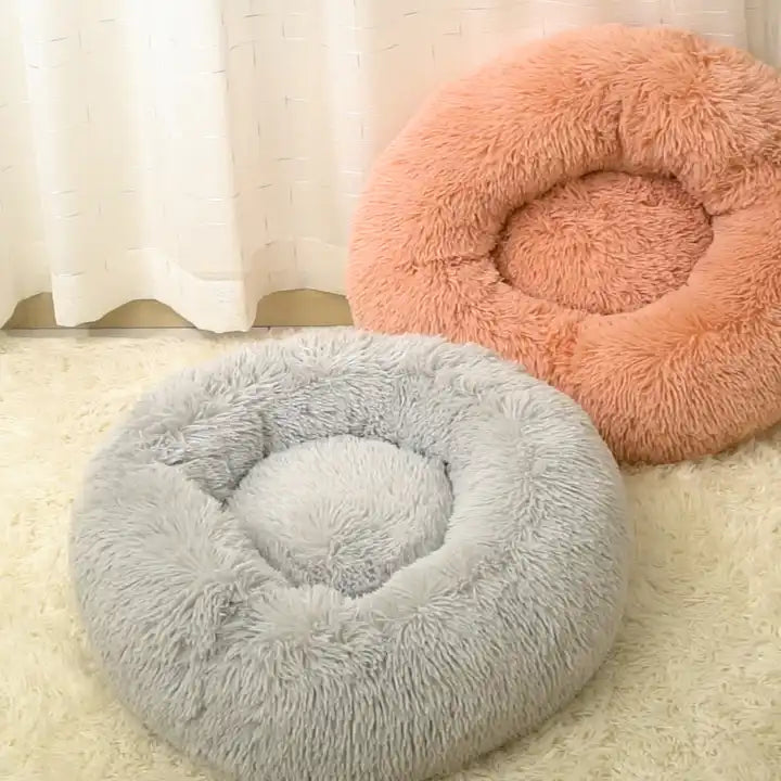 dog kennel plush round deep sleeping warm cat bed pets supplies accessories:dog kennel