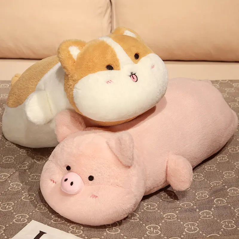 Kitten and piggy weighted stuffed animals