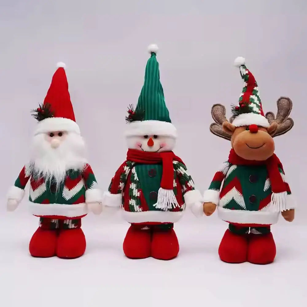 Christmas Figurines Santa Claus Snowman Reindeer Plush Ornaments