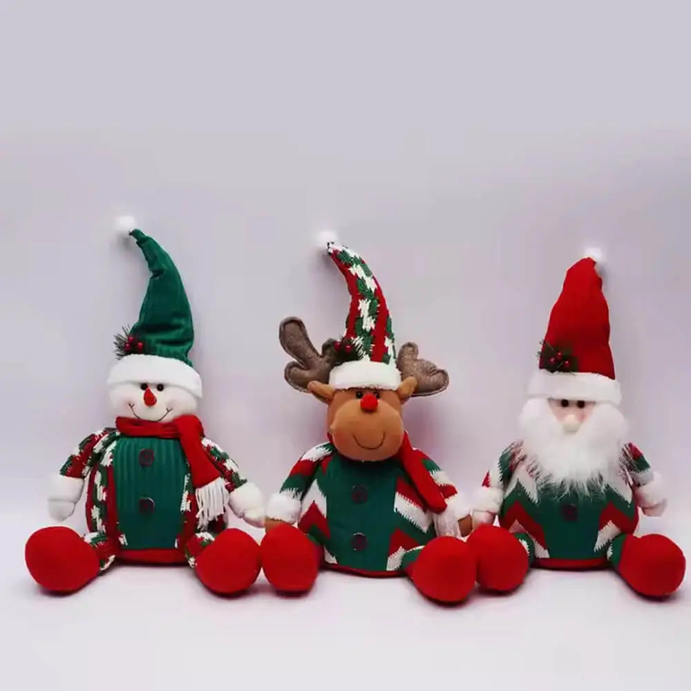 Christmas Figurines Santa Claus Snowman Reindeer Plush Ornaments