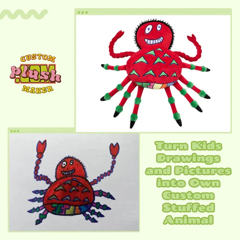 Spider children's drawings made into plush toys