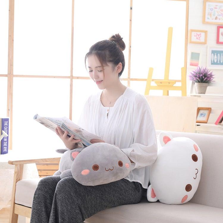 Cute Kitten Plush Stuffed Toy Soft Anime Cat Plush Pillow baby kids luxury sleeping pillow long bed small pillow - CustomPlushMaker