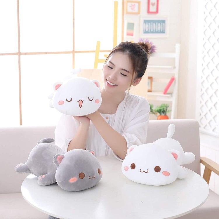 Cute Kitten Plush Stuffed Toy Soft Anime Cat Plush Pillow baby kids luxury sleeping pillow long bed small pillow - CustomPlushMaker