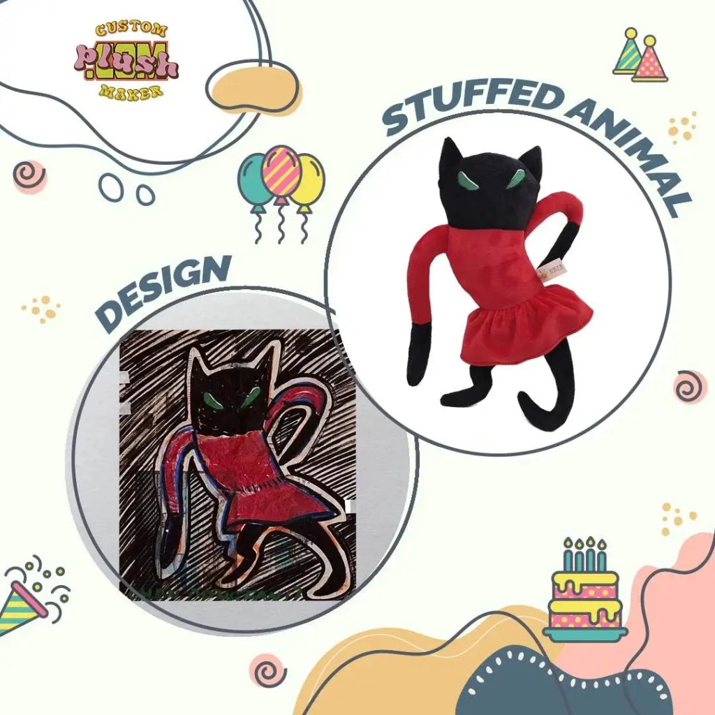 Black cat children's painting to make plush toys