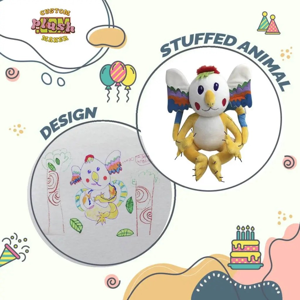 Make plush toys from children's paintings of elephants