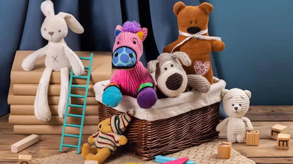 Plush toys in toy box