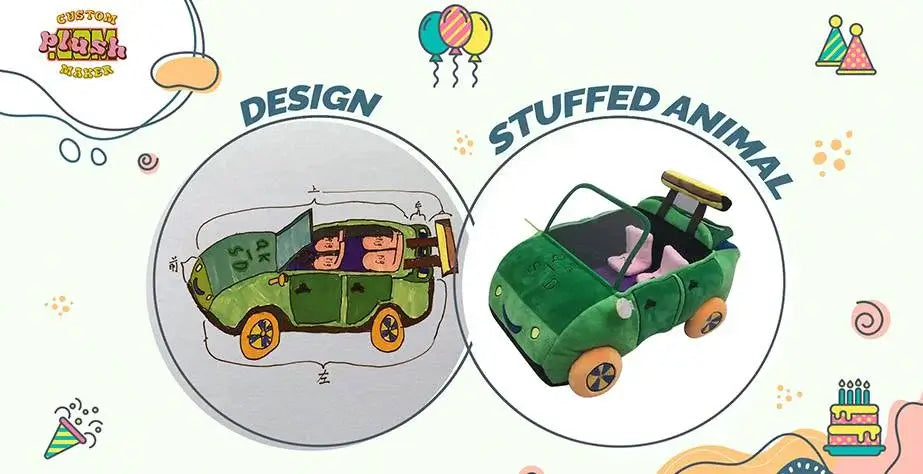 Plüschtiere aus Kinderzeichnungen: Verwandeln Sie die Zeichnung Ihres Kindes in ein einzigartiges Plüschtier- Car children's painting plush toy
