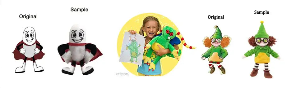 Sammenligning af designudkast til plyslegetøj