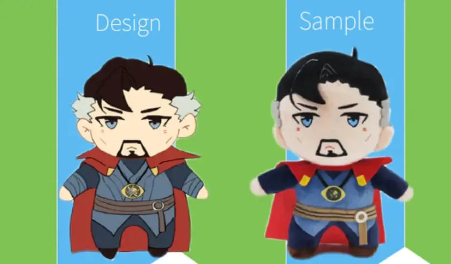 Sammenligning af designudkast til plyslegetøj