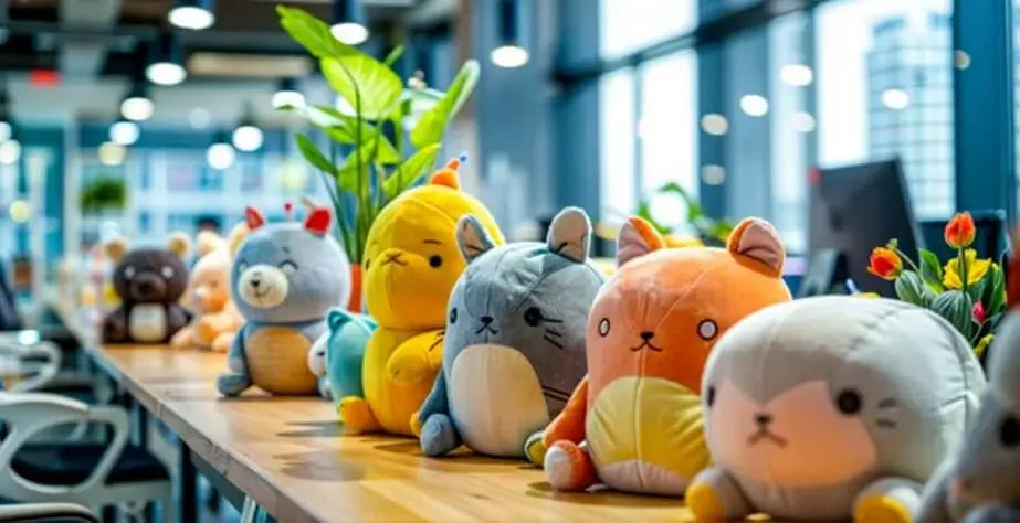 机の上のぬいぐるみ